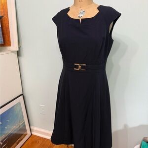 Elegant Blue Dress with Belt